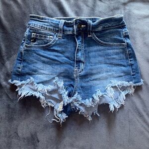 Kancan Denim Frayed Hem Women Shorts